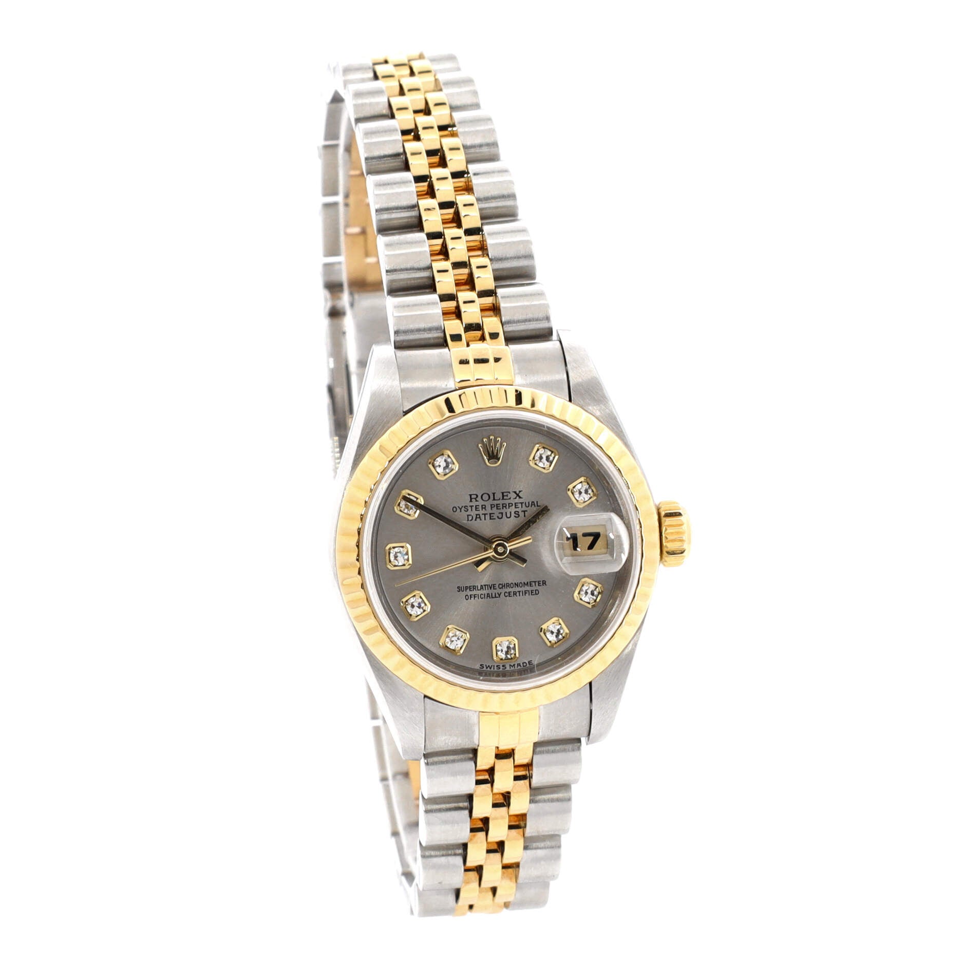 Oyster Perpetual Datejust Automatic Watch Stainless Steel and Yellow Gold with Diamond Markers 26