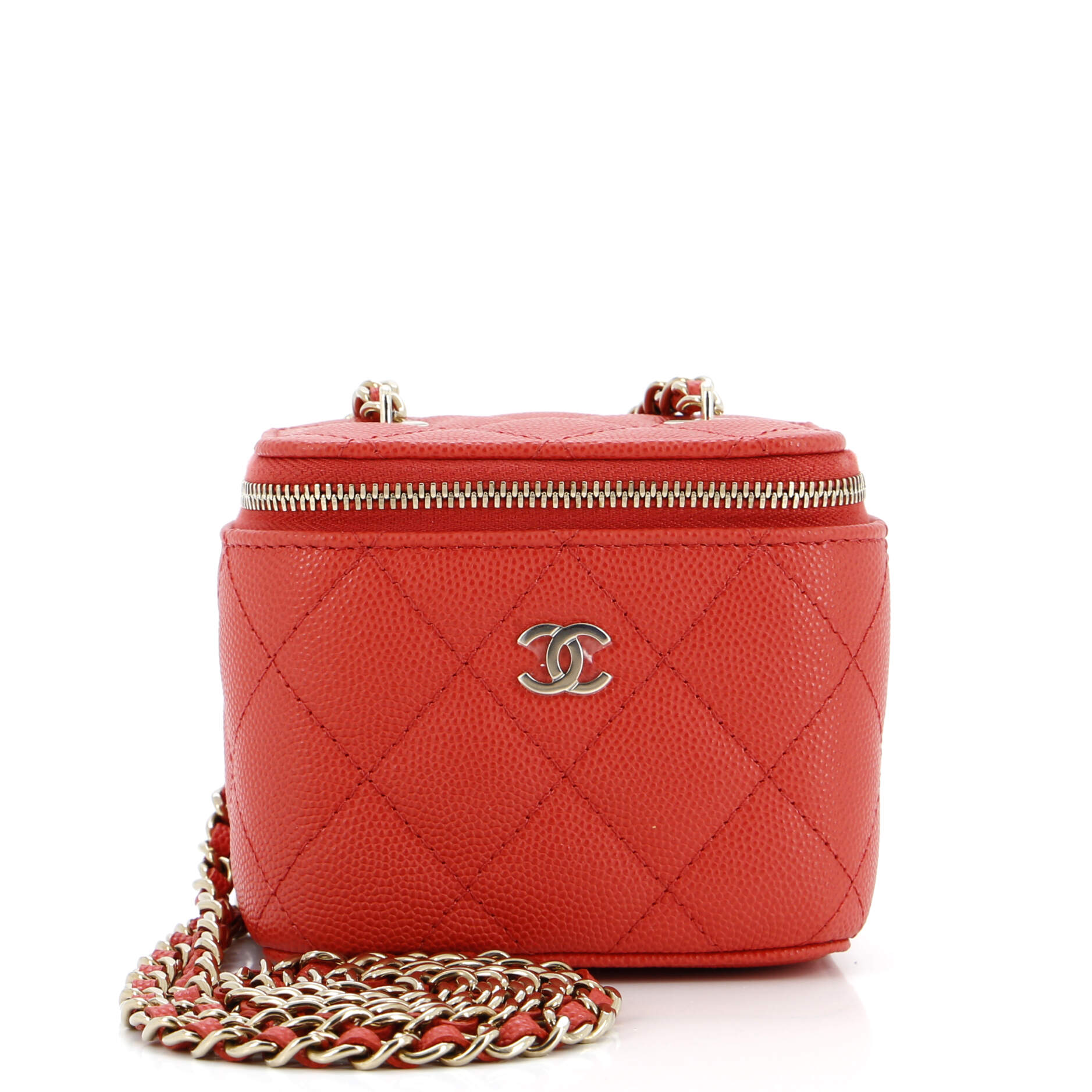 Classic Vanity Case with Chain Quilted Caviar Mini