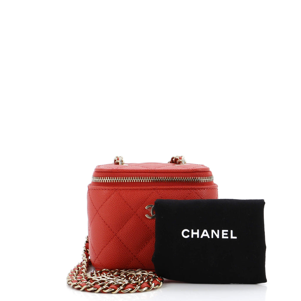 Classic Vanity Case with Chain Quilted Caviar Mini