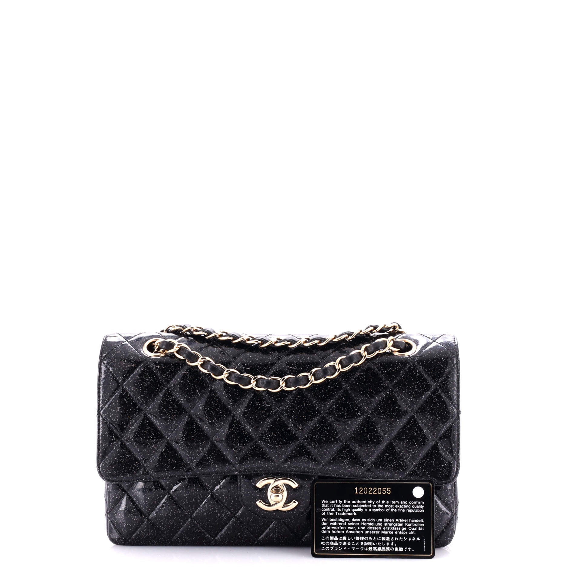 Vintage Classic Double Flap Bag Quilted Glitter Patent Medium