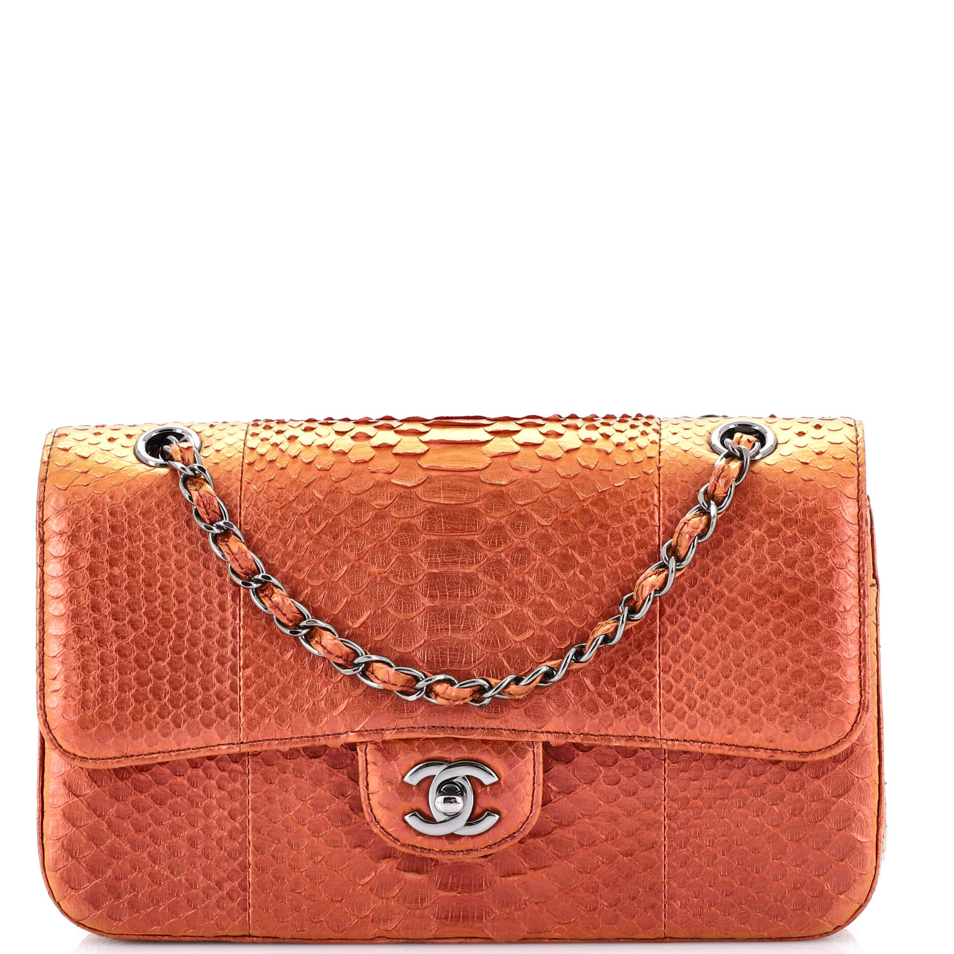 Classic Double Flap Bag Python Medium