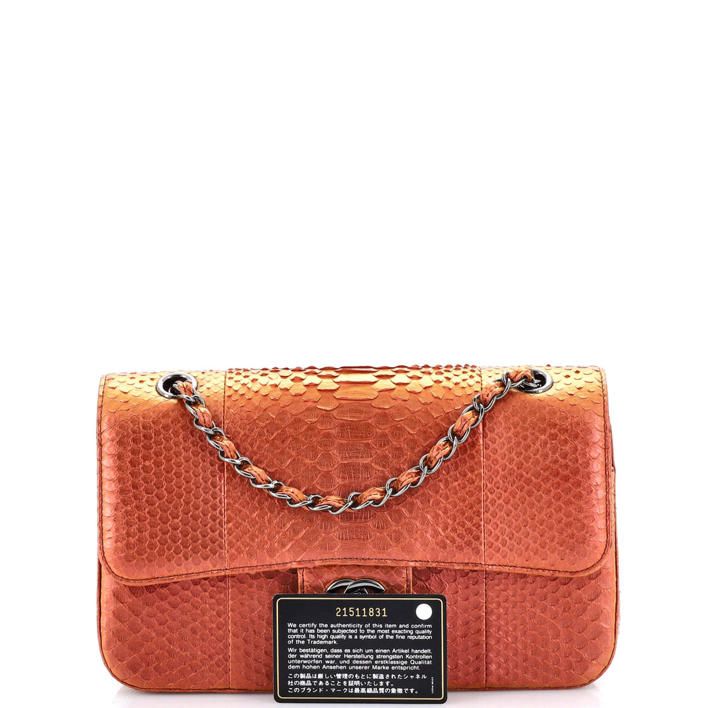 Classic Double Flap Bag Python Medium