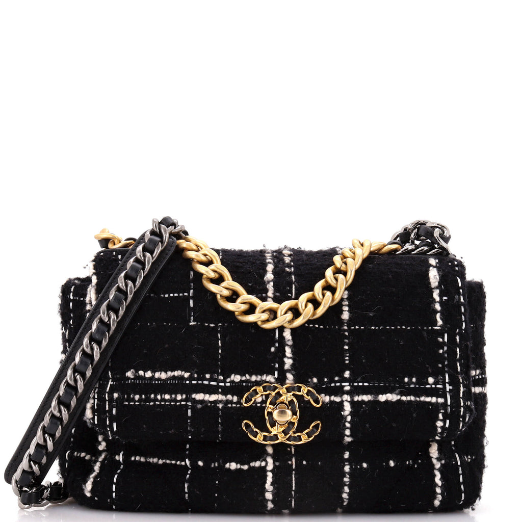 19 Flap Bag Quilted Tweed Medium