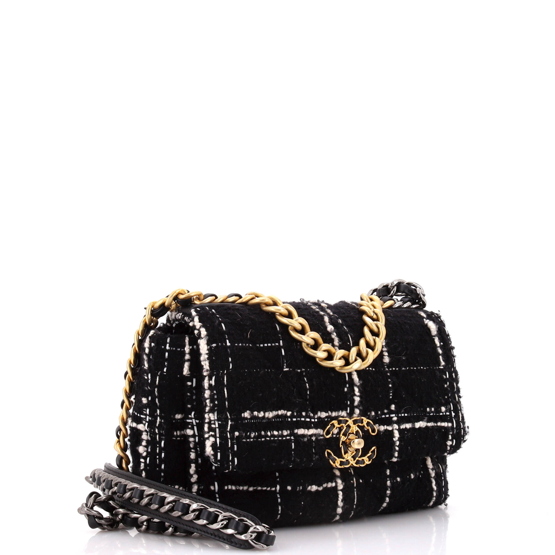 19 Flap Bag Quilted Tweed Medium