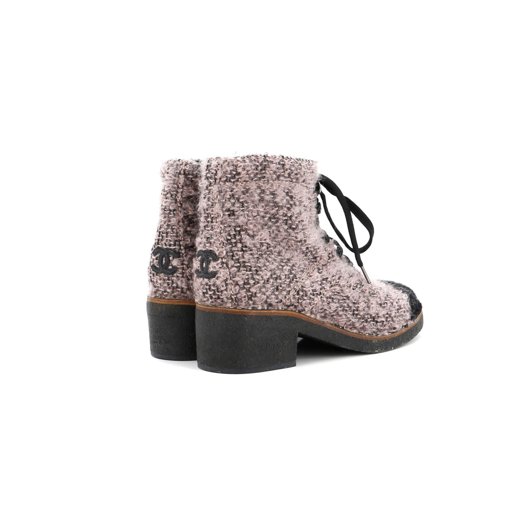 Women's Cap Toe Combat Boots Tweed
