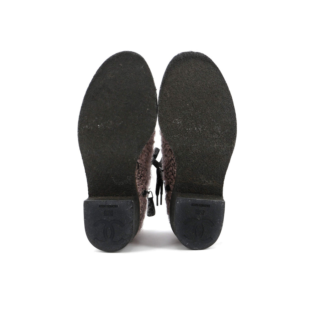 Women's Cap Toe Combat Boots Tweed