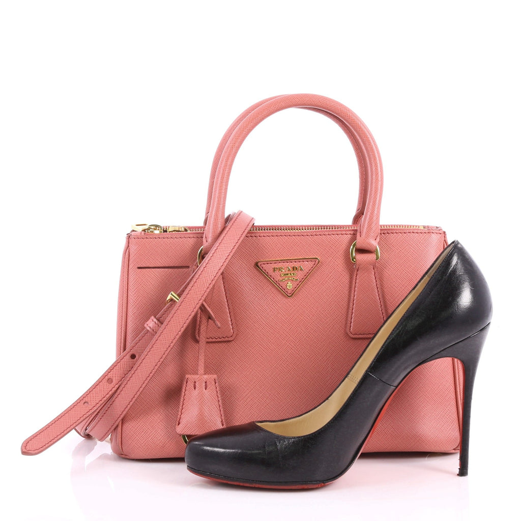 Double Zip Lux Tote Saffiano Leather Mini