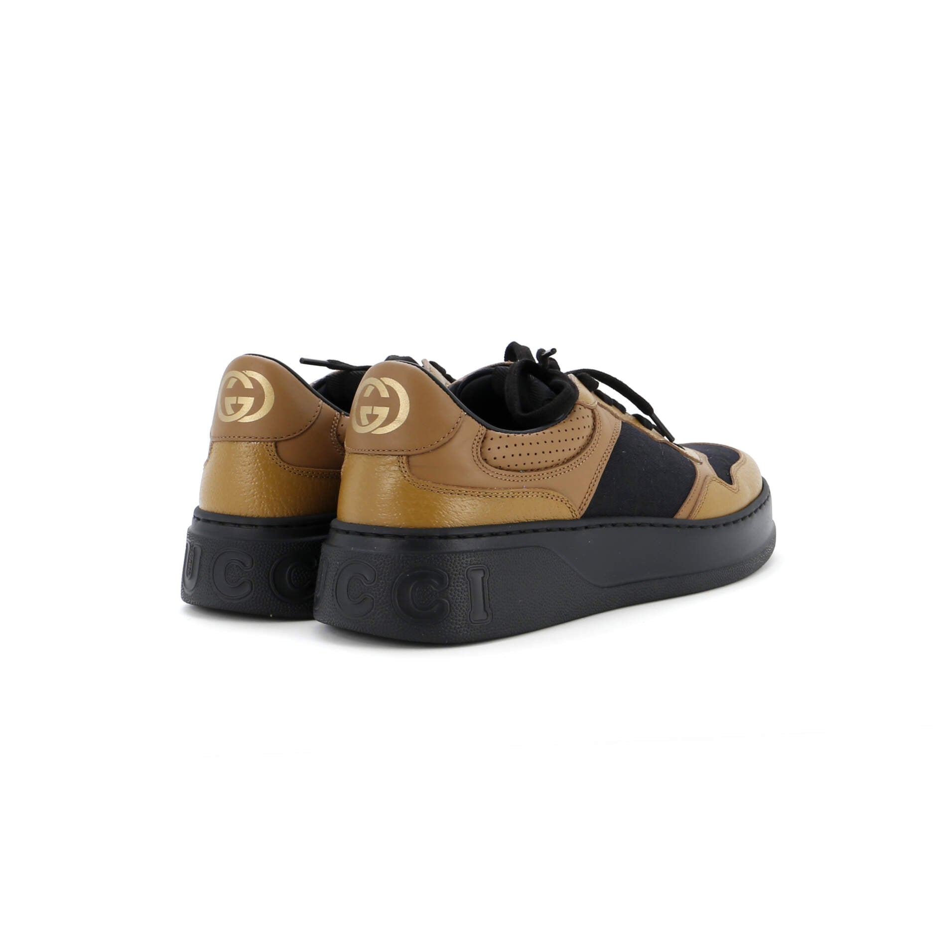 Men's Chunky Low-Top Sneakers GG Canvas with Leather