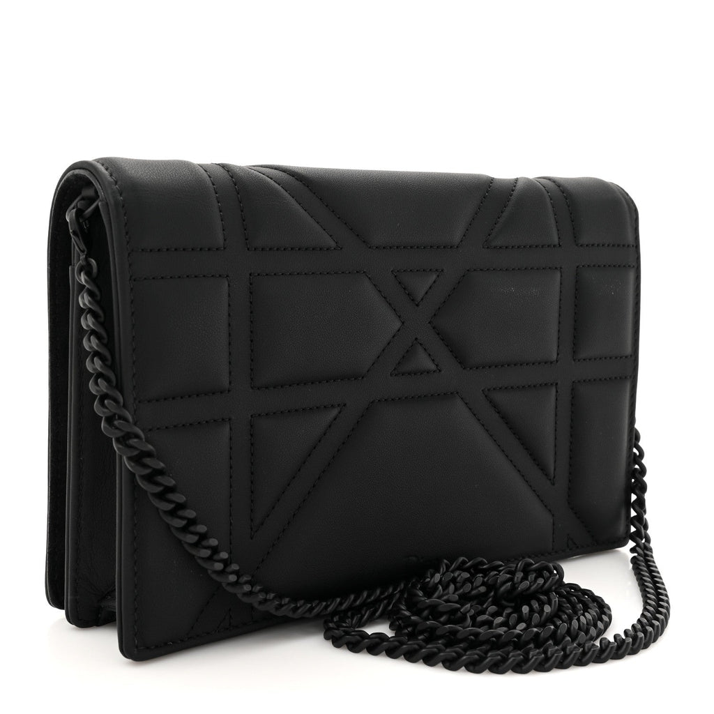 Ultra Matte Calfskin Diorama Wallet on Chain Pouch Black