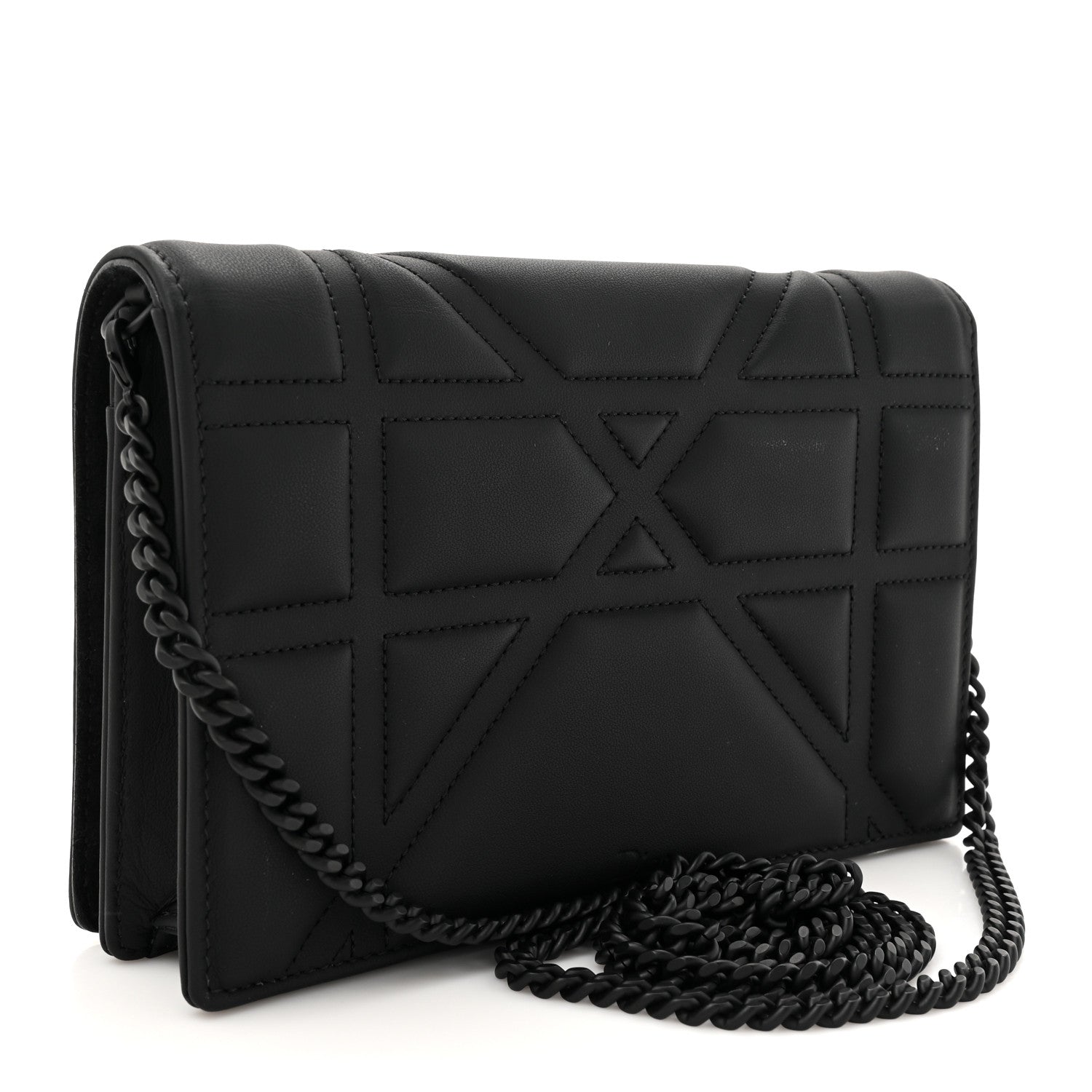 Ultra Matte Calfskin Diorama Wallet on Chain Pouch Black