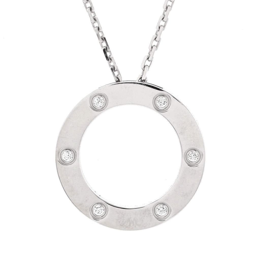 6 Diamonds Love Pendant Necklace 18K White Gold and Diamonds