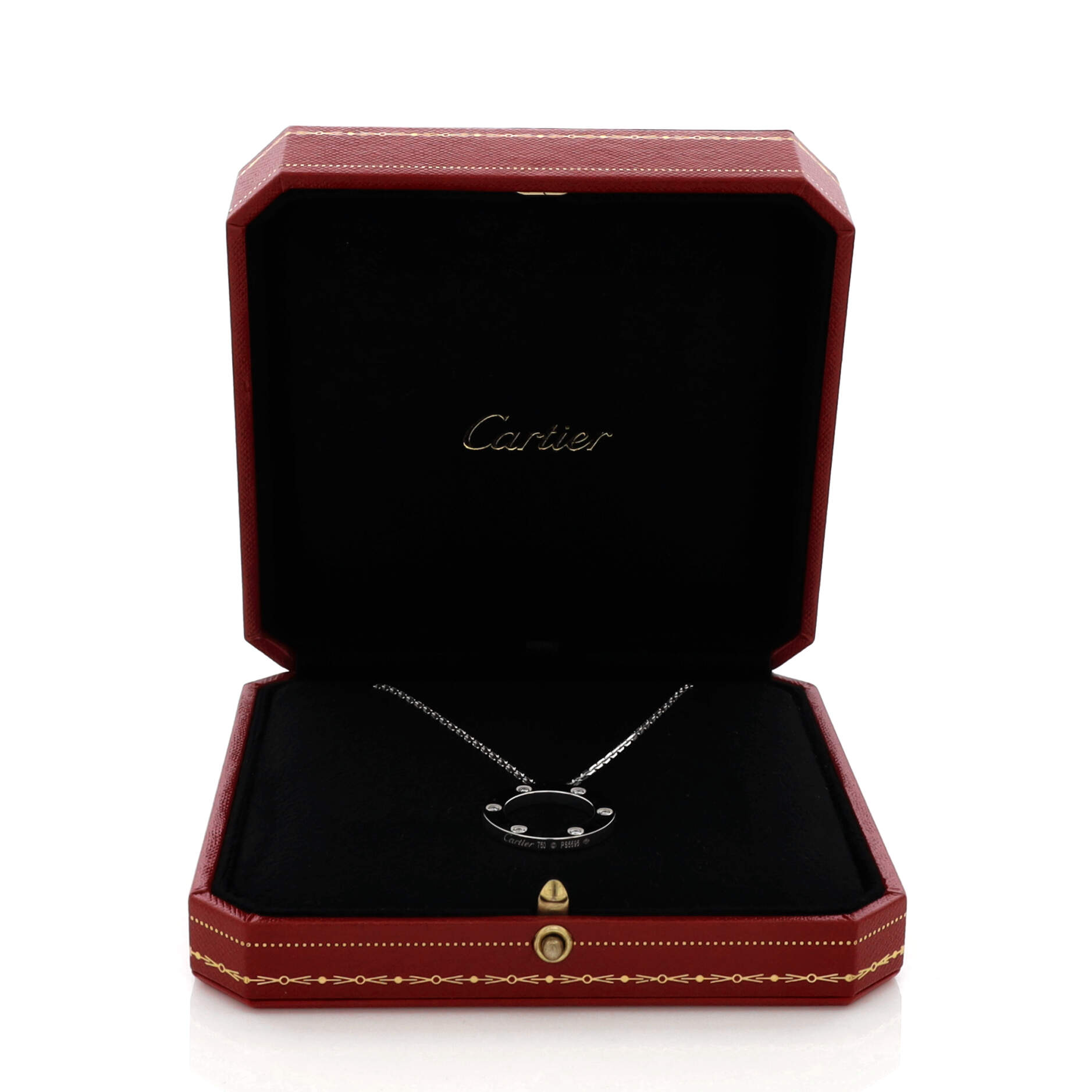 6 Diamonds Love Pendant Necklace 18K White Gold and Diamonds