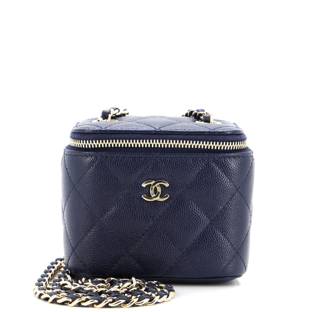 Classic Vanity Case with Chain Quilted Caviar Mini