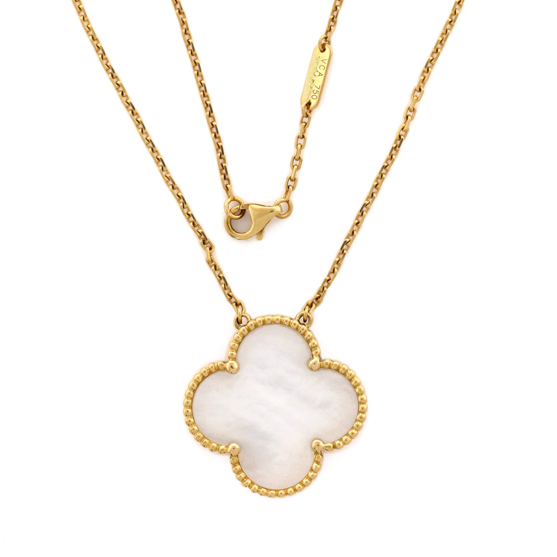 Magic Alhambra 100th Anniversary Pendant Necklace 18K Yellow Gold and Mother of Pearl
