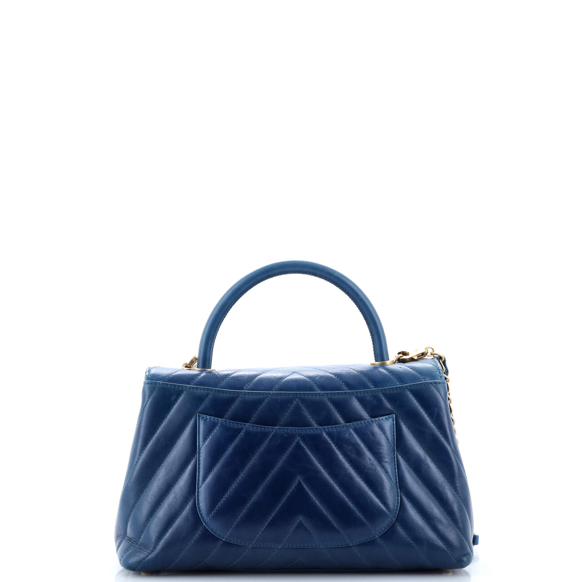 Coco Top Handle Bag Chevron Calfskin Small