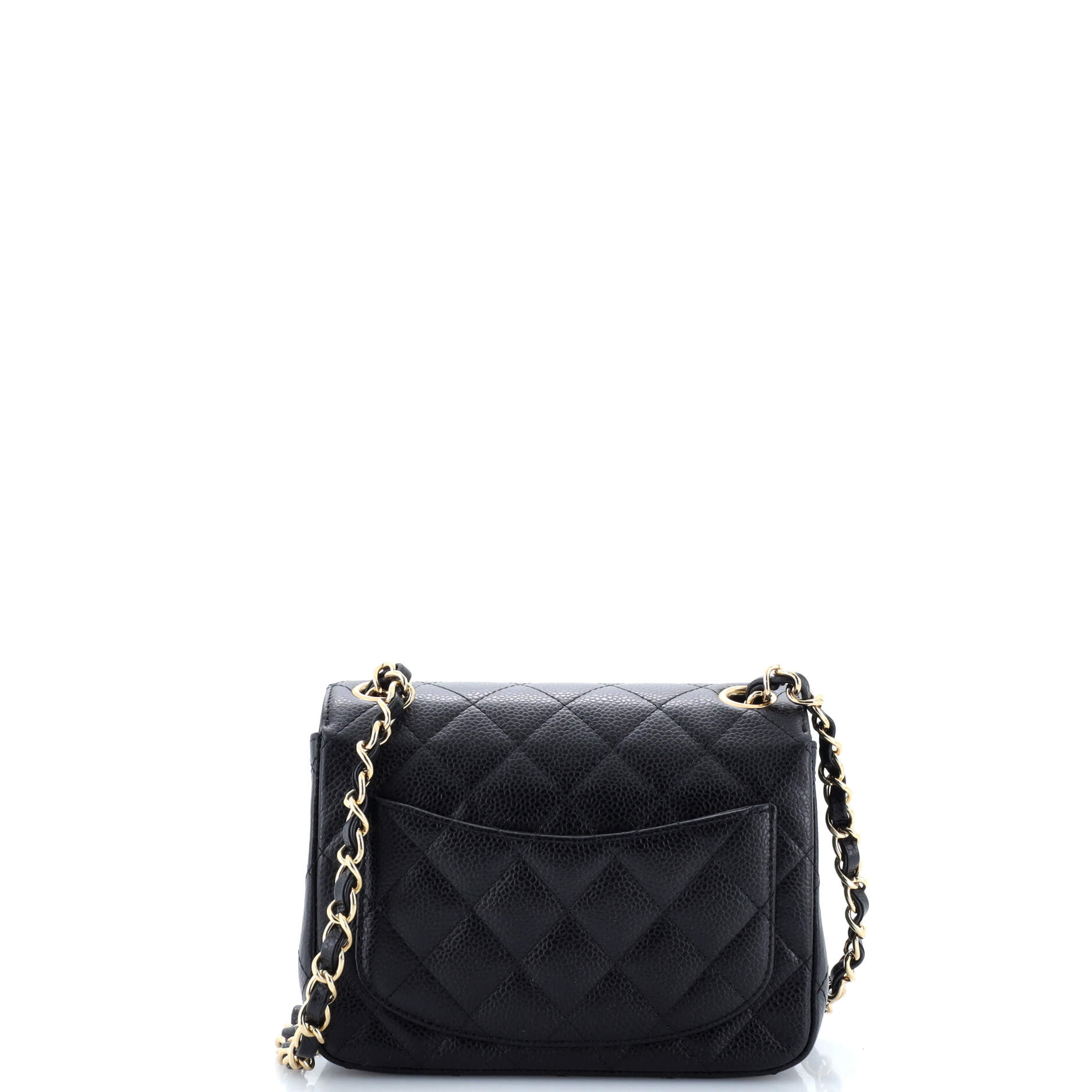 Square Classic Single Flap Bag Quilted Caviar Mini