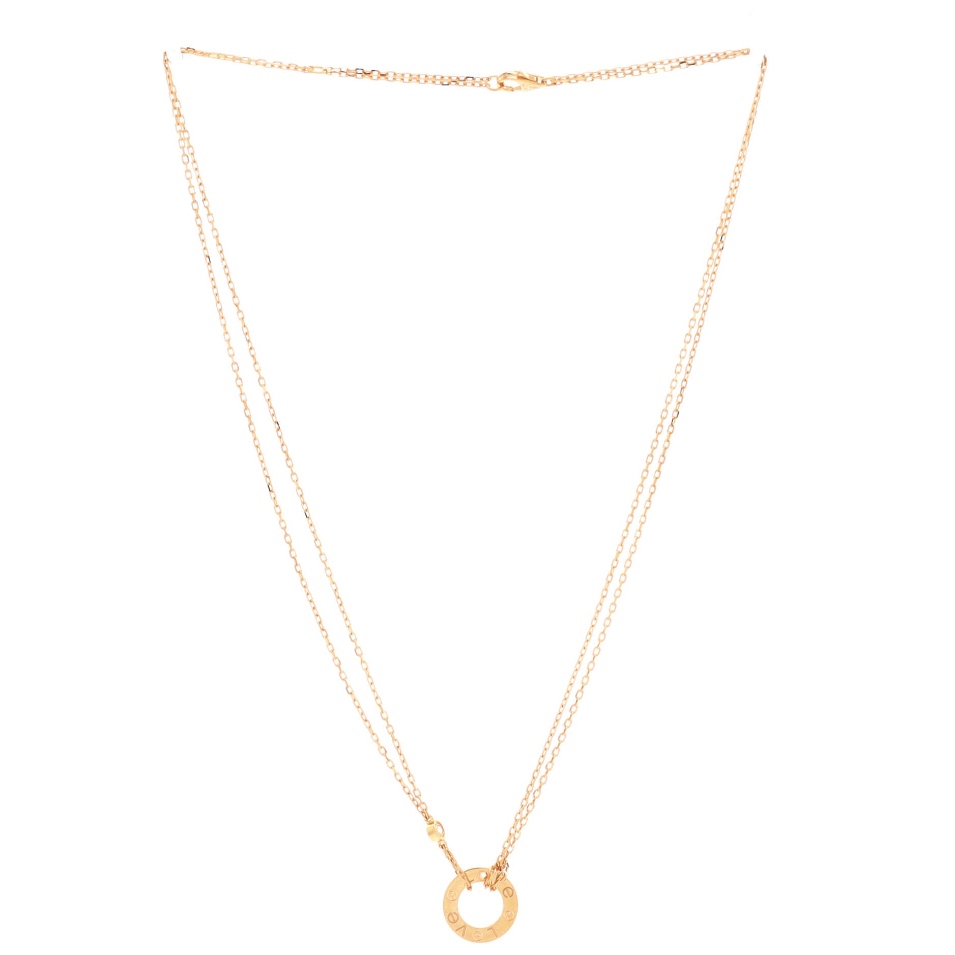 2 Diamonds Love Pendant Necklace 18K Rose Gold and Diamonds