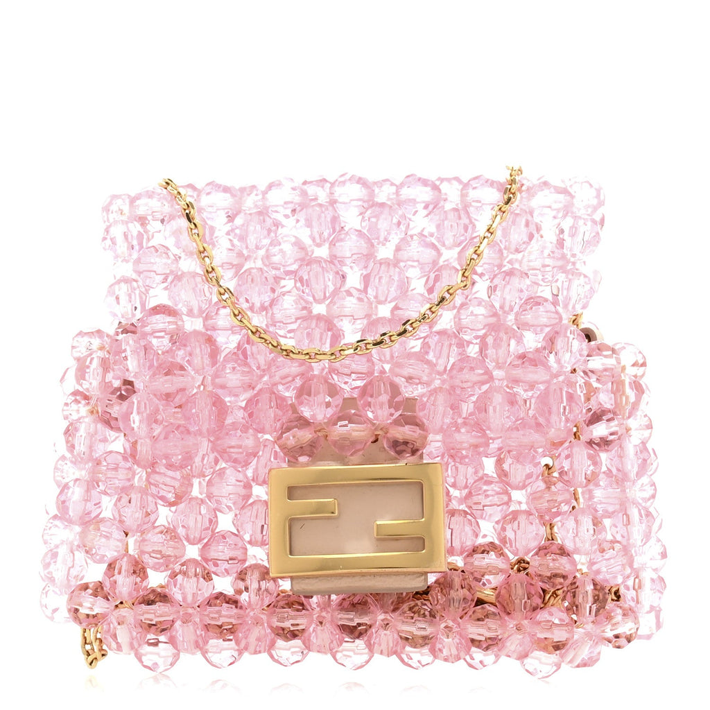 Enamel Vitello King Beaded Pico Baguette Charm Pink