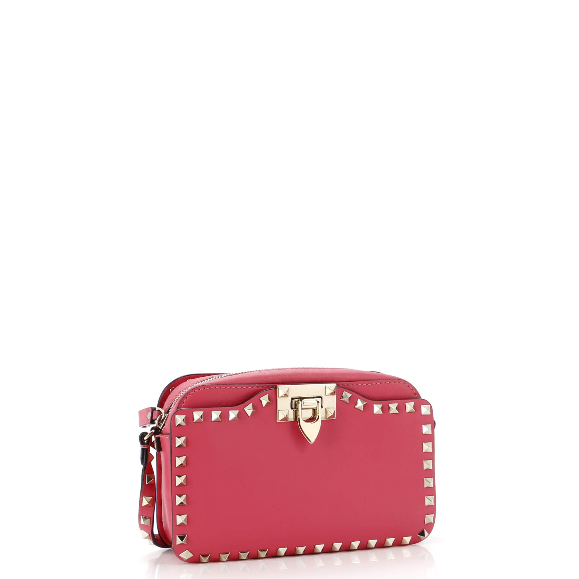 Rockstud Flip Lock Camera Crossbody Bag Leather