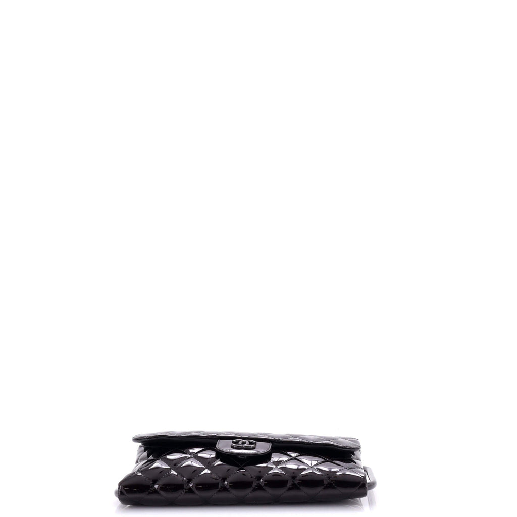 Metal Handle Clutch Quilted Metallic Patent Medium