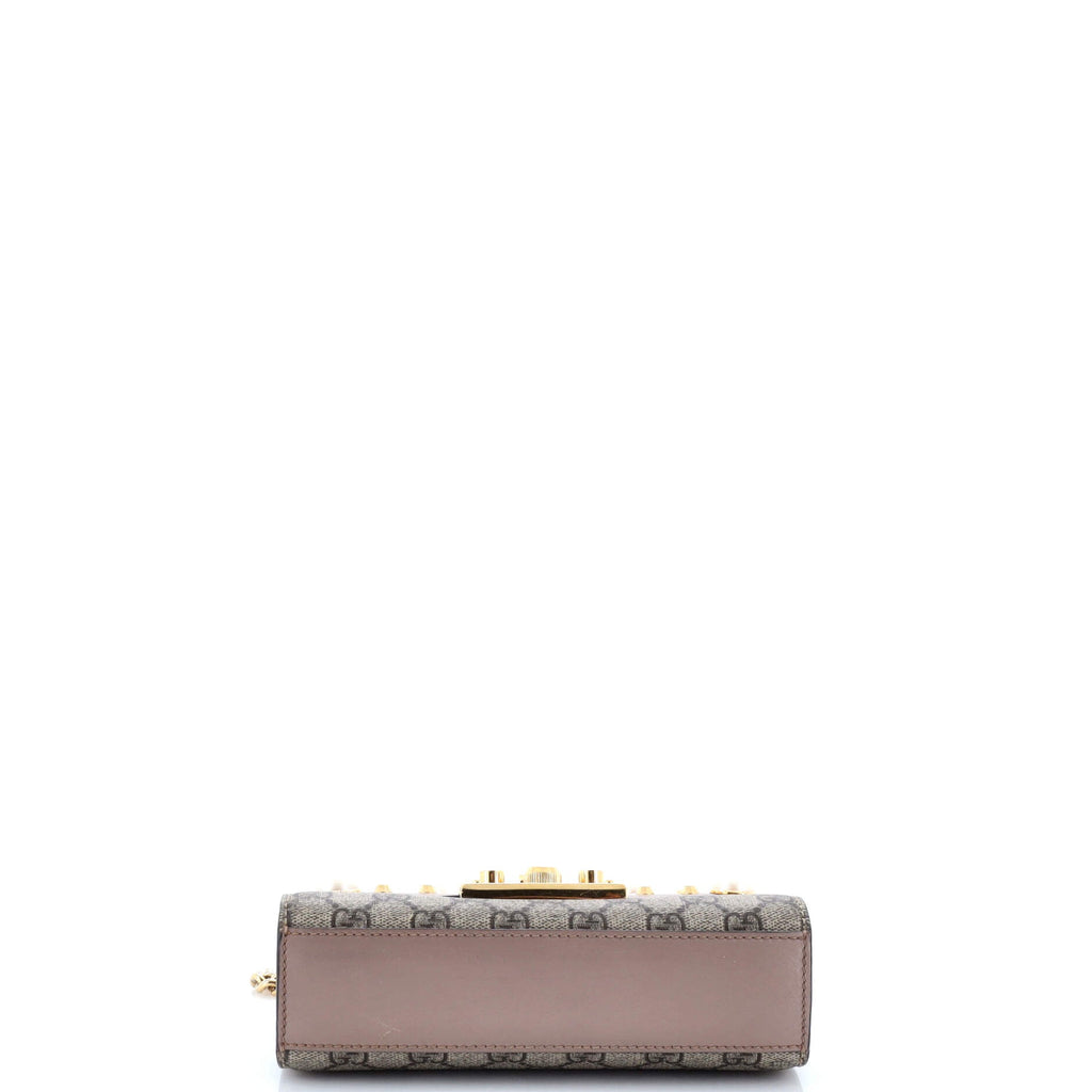 Pearly Padlock Shoulder Bag GG Coated Canvas with Studded Leather Small
