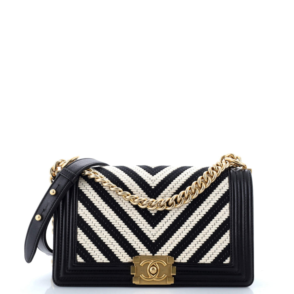 Boy Flap Bag Braided Chevron Cording and Calfskin Old Medium