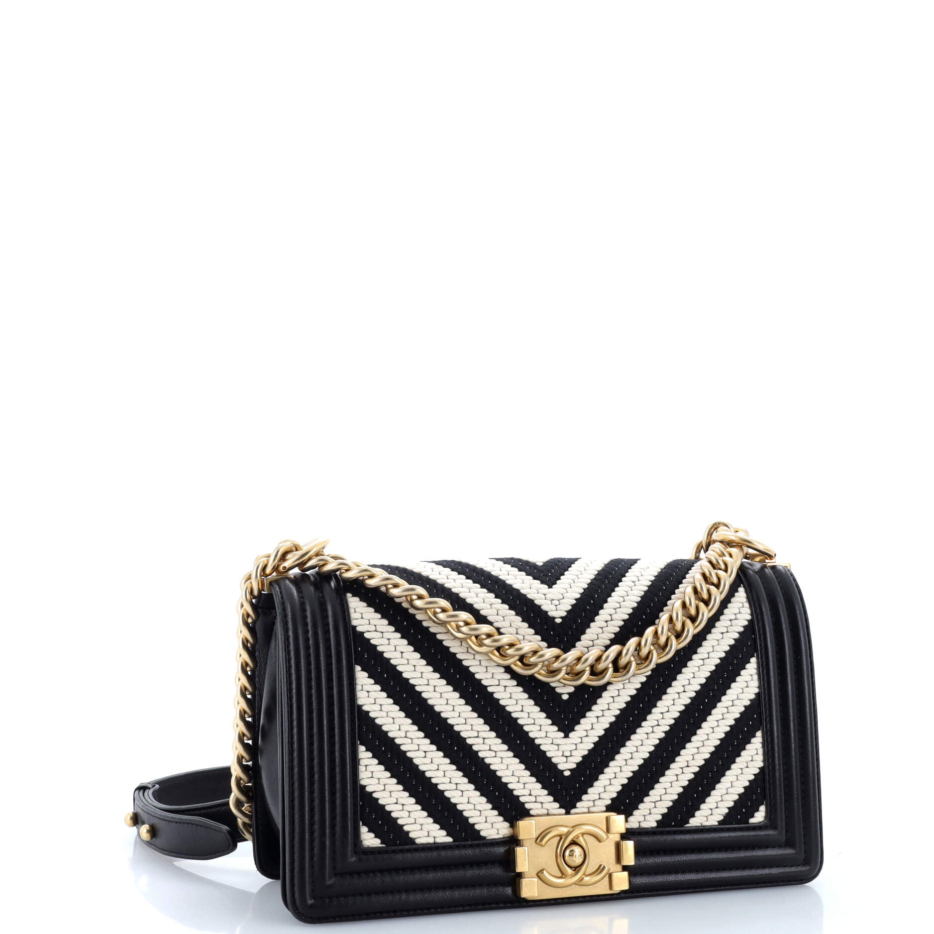 Boy Flap Bag Braided Chevron Cording and Calfskin Old Medium
