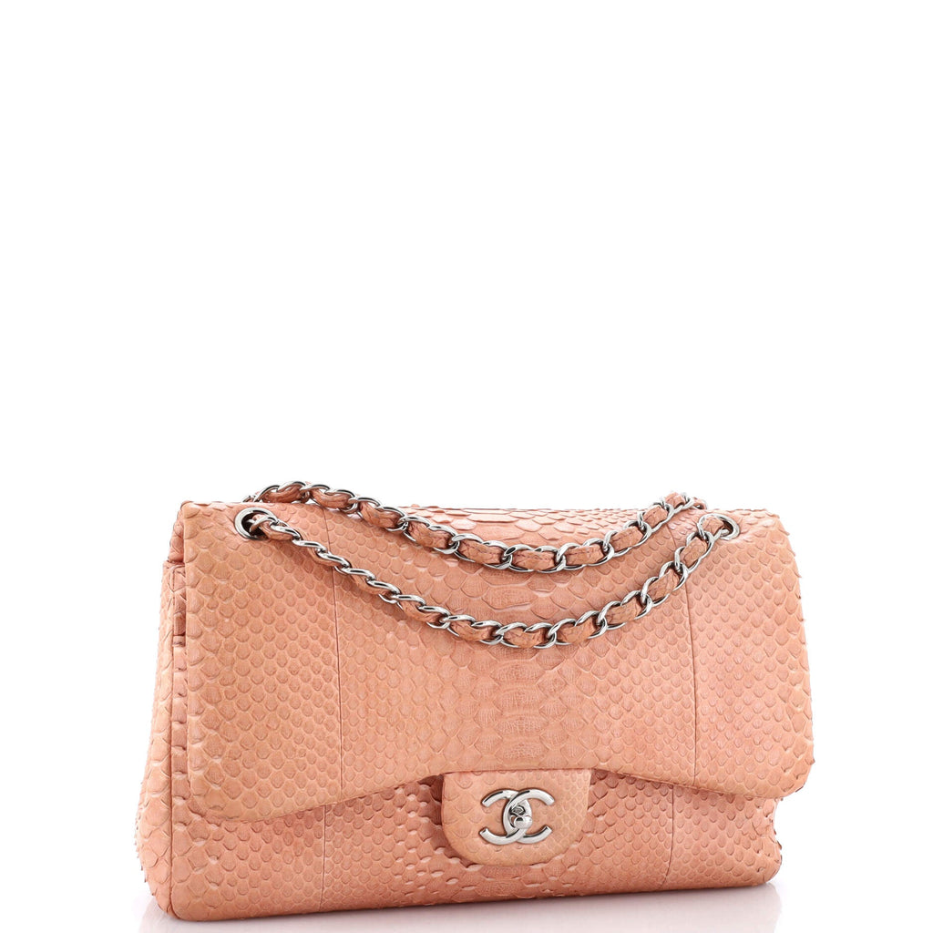 Classic Double Flap Bag Matte Python Jumbo