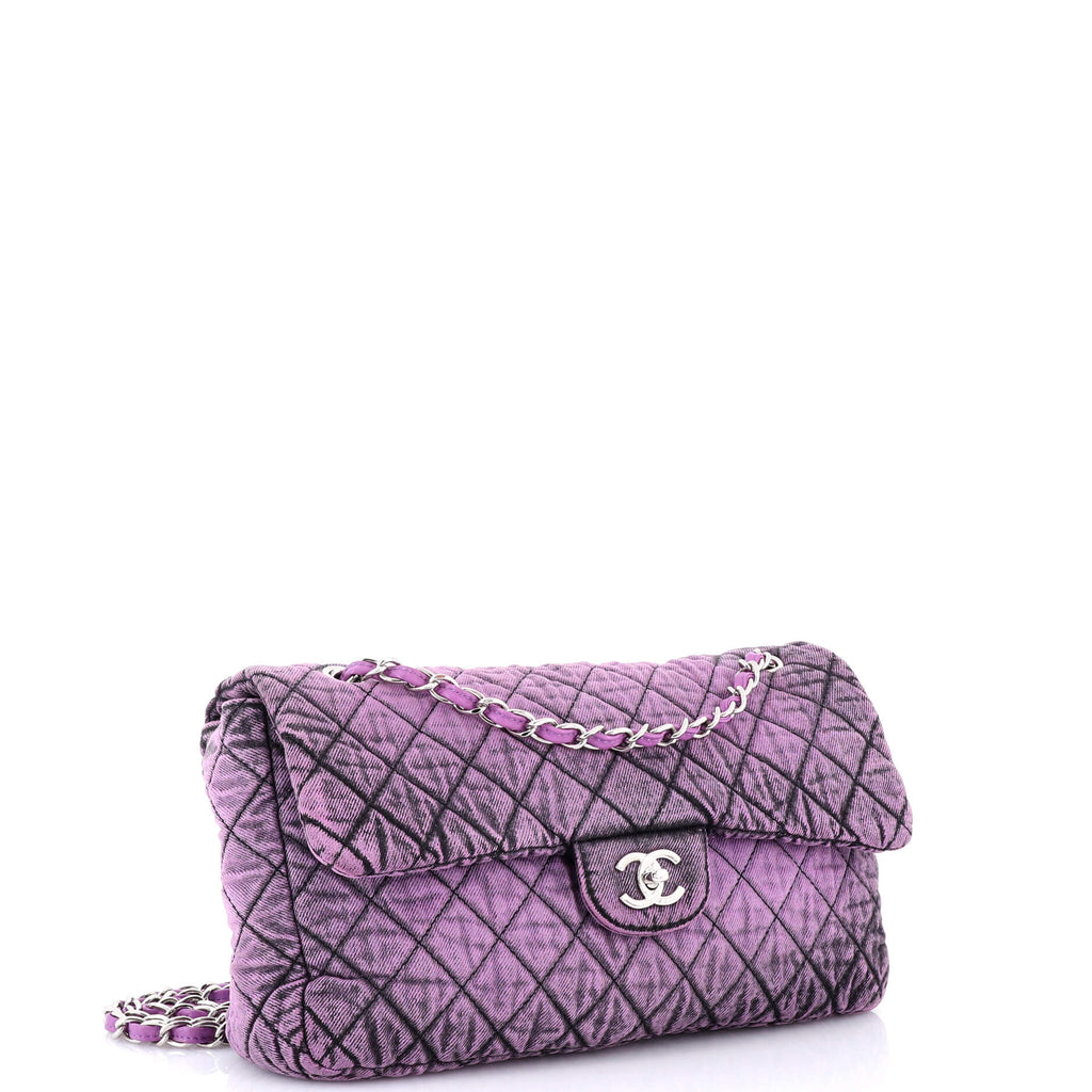 Denimpression Flap Bag Quilted Distressed Denim Medium