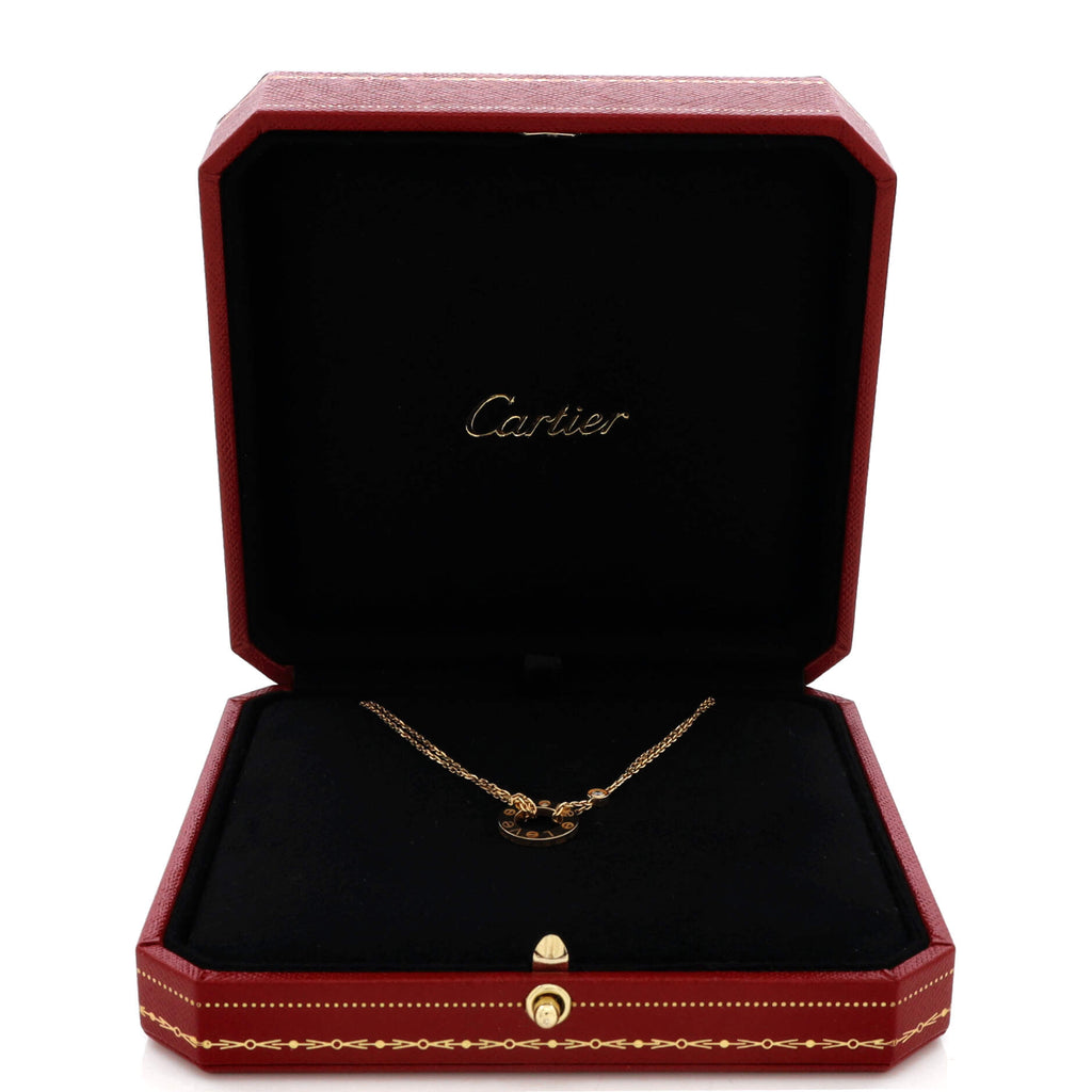 2 Diamonds Love Pendant Necklace 18K Yellow Gold and Diamonds