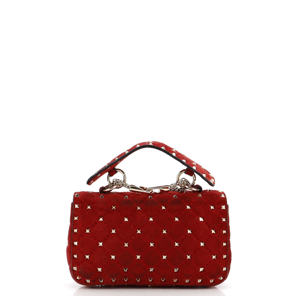 Rockstud Spike Flap Bag Quilted Suede Small