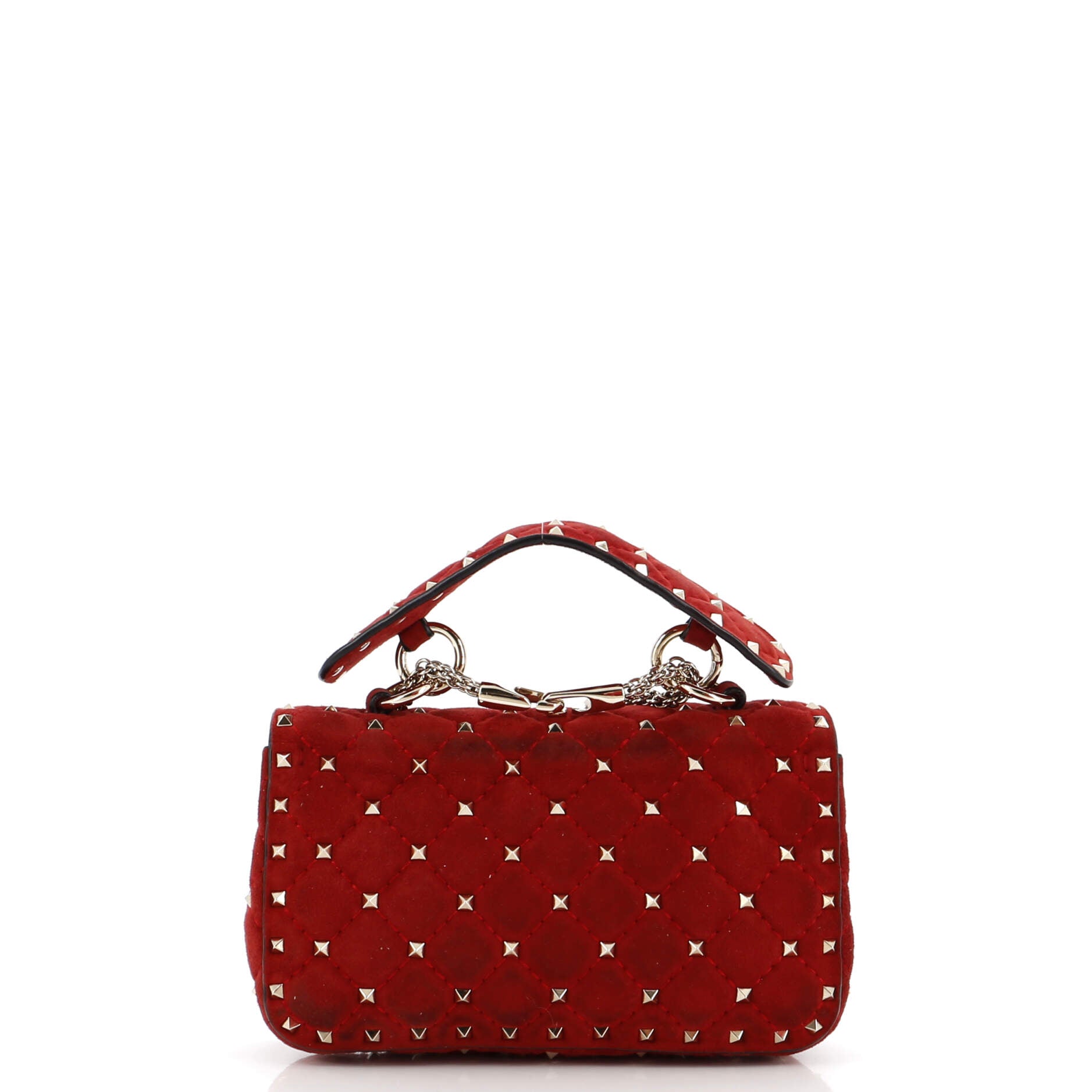 Rockstud Spike Flap Bag Quilted Suede Small