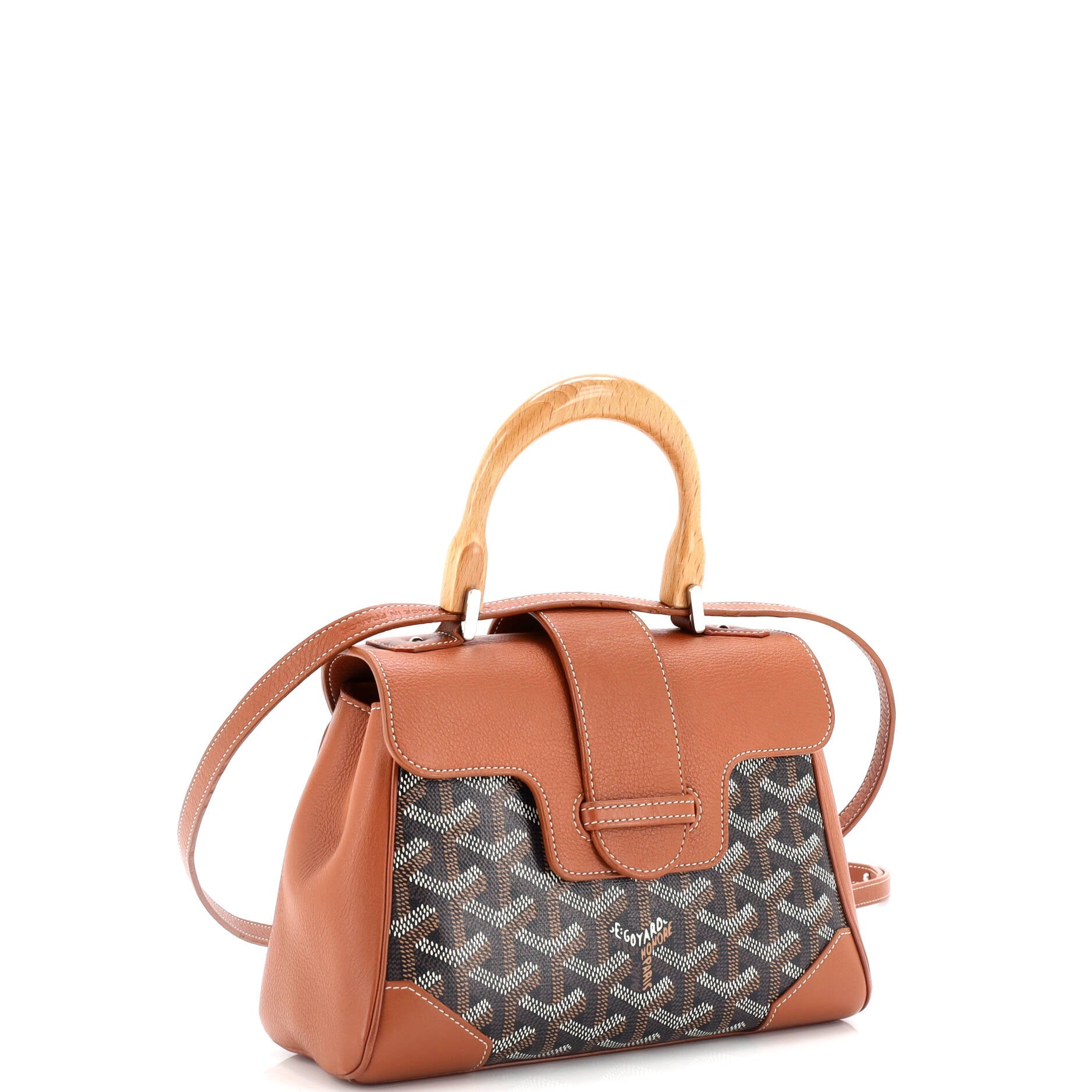 Saigon Top Handle Bag Coated Canvas with Leather Mini