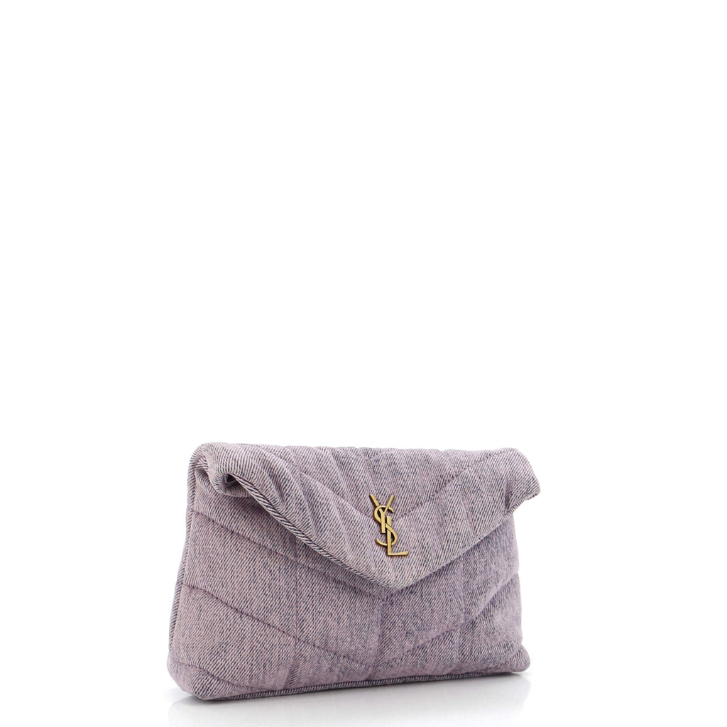 LouLou Puffer Clutch Quilted Vintage Denim Small