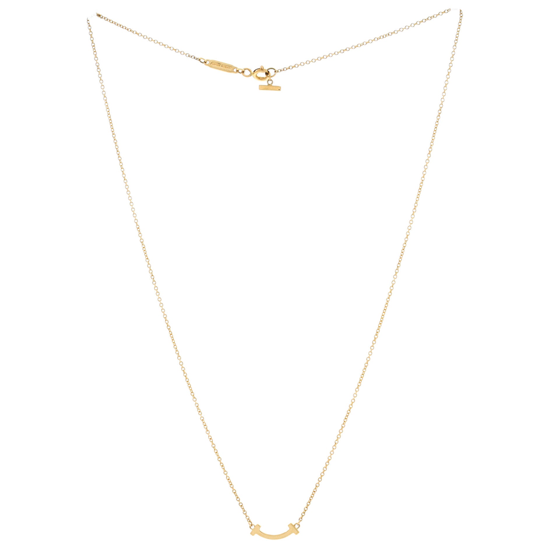 T Smile Pendant Necklace 18K Yellow Gold Mini