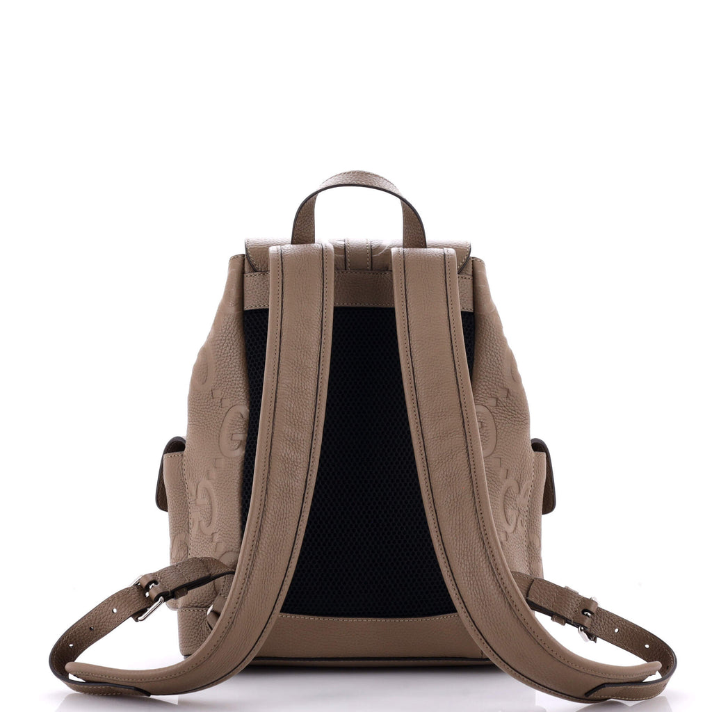 Double Pocket Belt Backpack Jumbo GG Embossed Leather Small