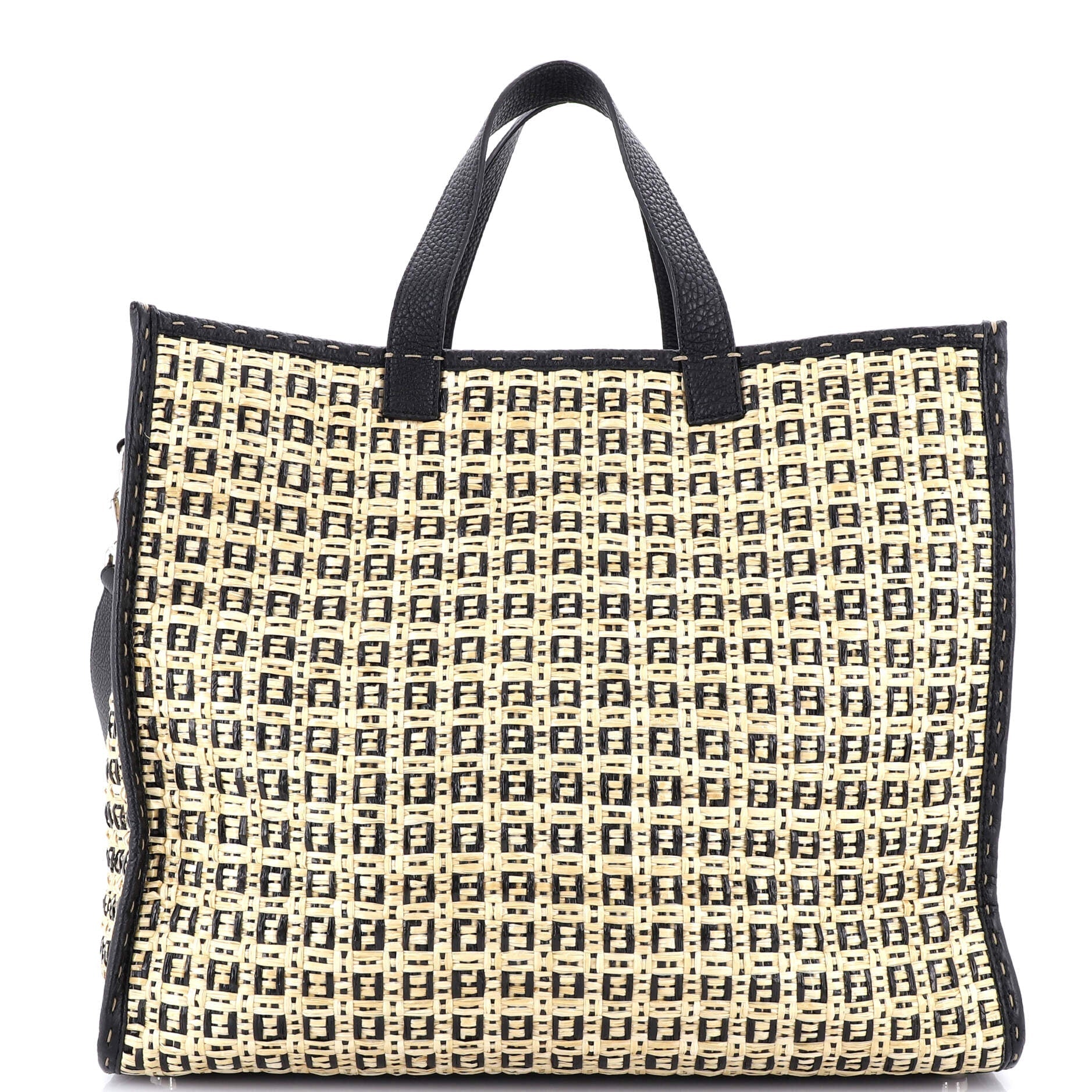 Convertible Shopper Tote Zucchino Woven Raffia Large