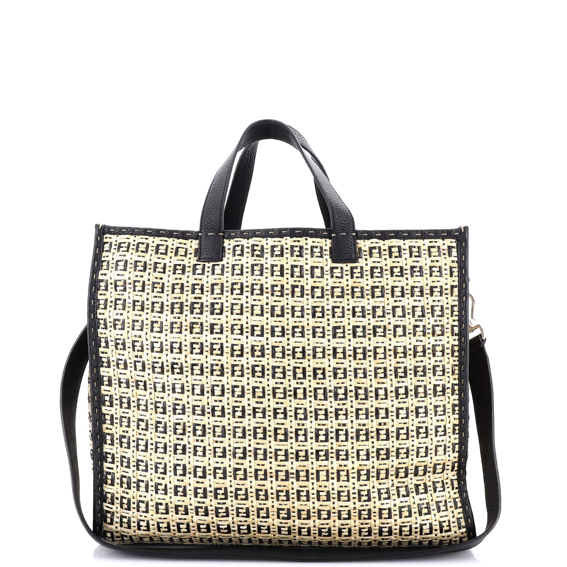 Convertible Shopper Tote Zucchino Woven Raffia Large