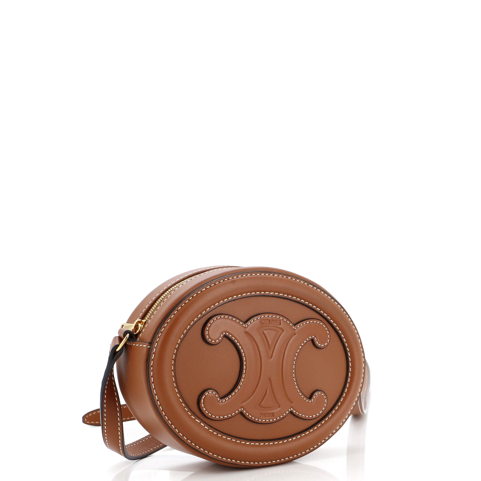 Triomphe Oval Crossbody Bag Leather Mini
