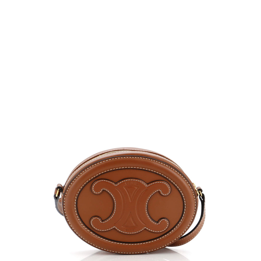 Triomphe Oval Crossbody Bag Leather Mini