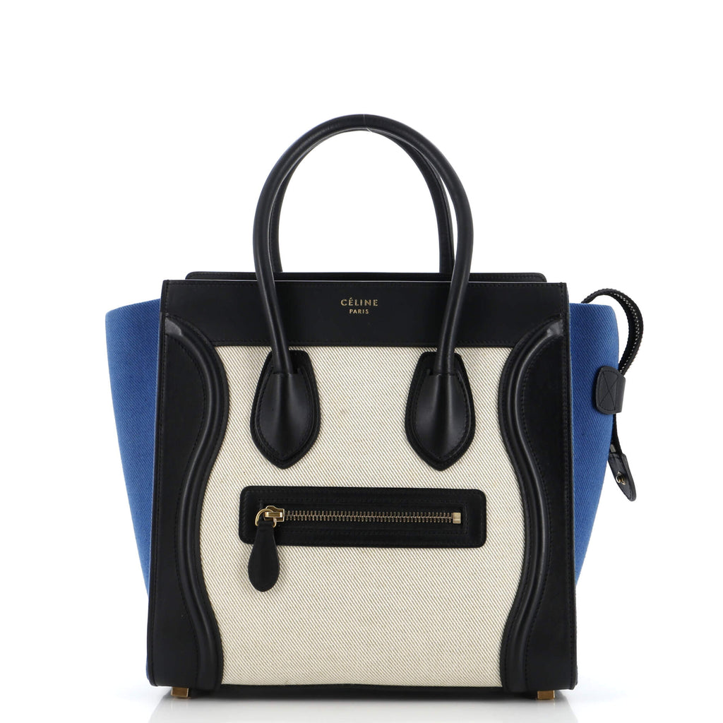 Tricolor Luggage Bag Canvas and Leather Micro
