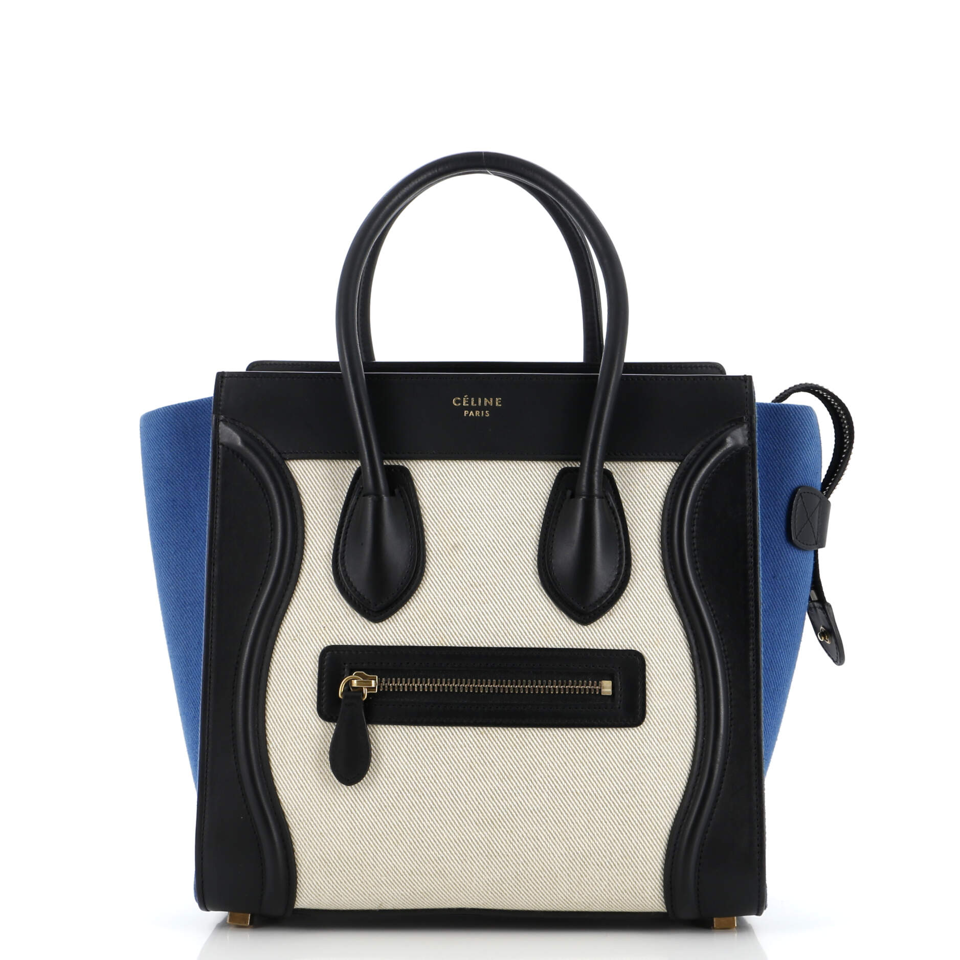 Tricolor Luggage Bag Canvas and Leather Micro