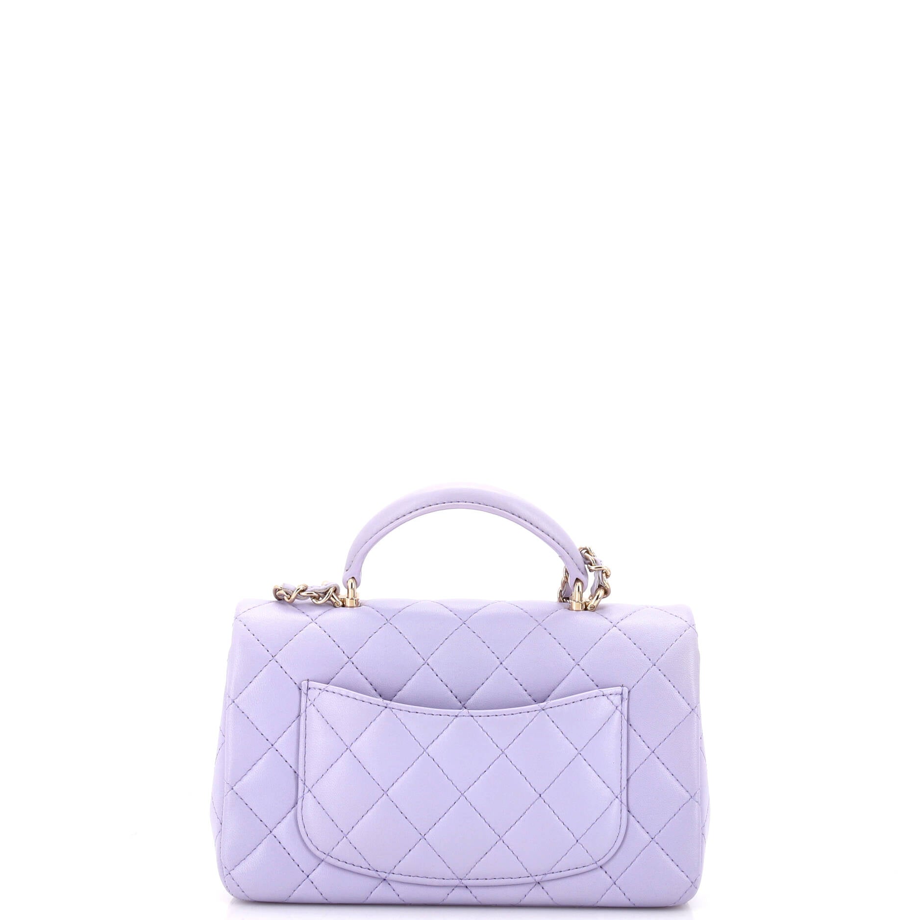 Classic Single Flap Top Handle Bag Quilted Lambskin Mini