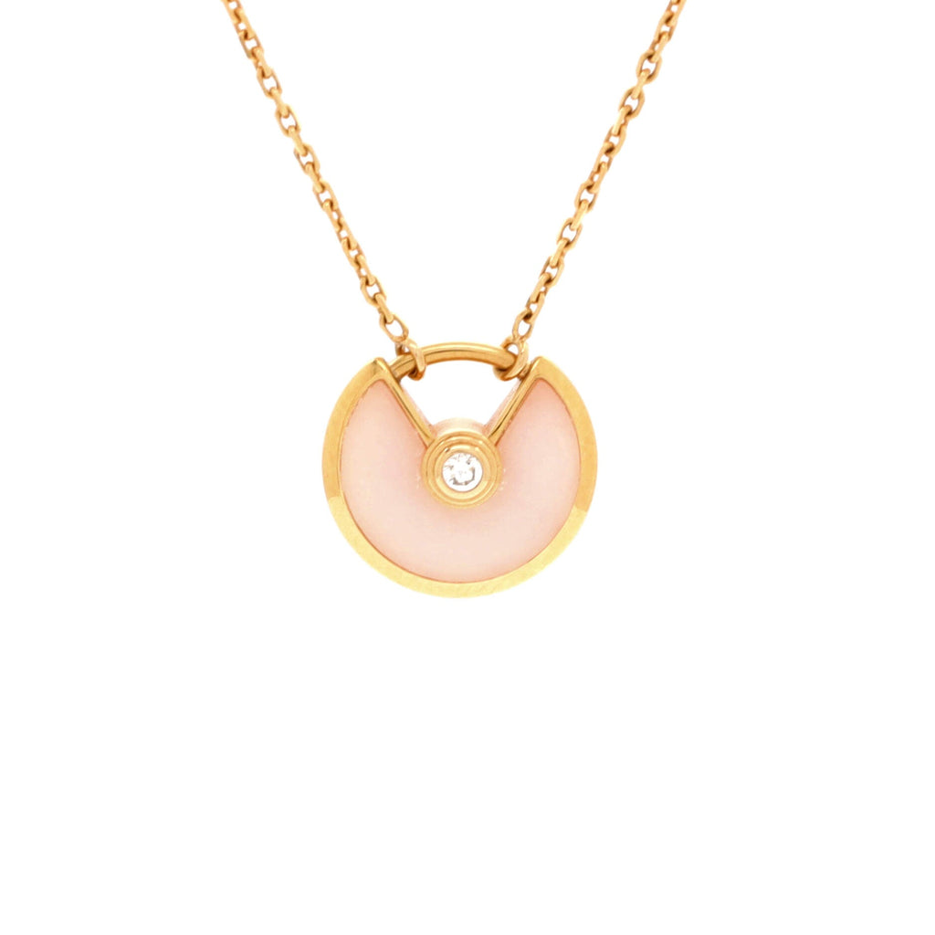 Amulette de Cartier Pendant Necklace 18K Rose Gold with Pink Opal and Diamond XS