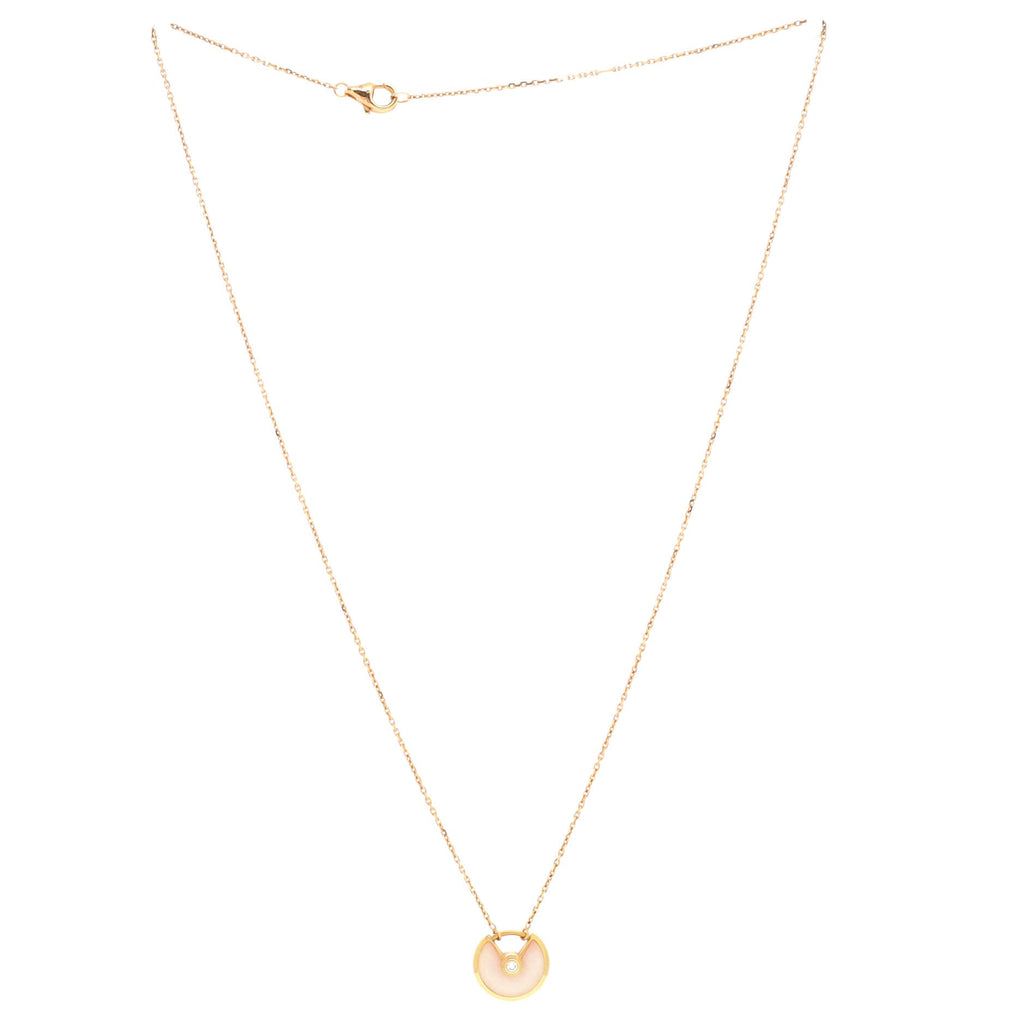 Amulette de Cartier Pendant Necklace 18K Rose Gold with Pink Opal and Diamond XS
