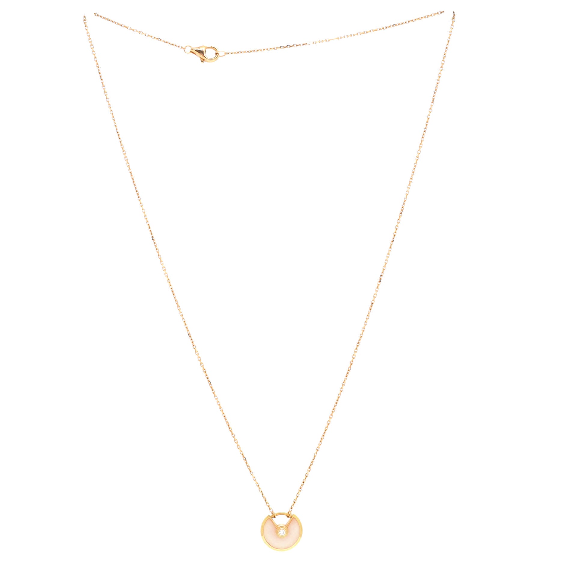 Amulette de Cartier Pendant Necklace 18K Rose Gold with Pink Opal and Diamond XS