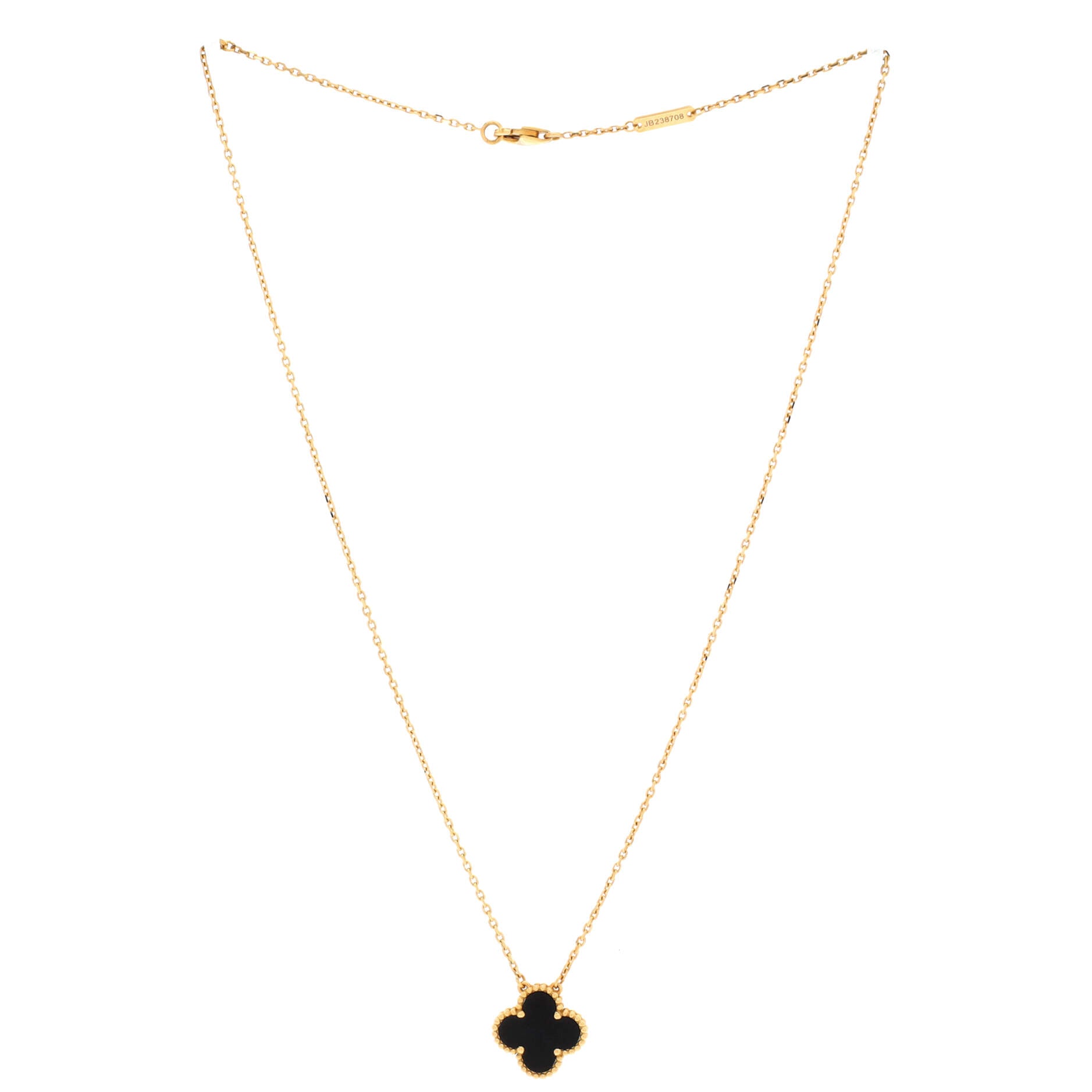 Vintage Alhambra Pendant Necklace 18K Yellow Gold and Onyx