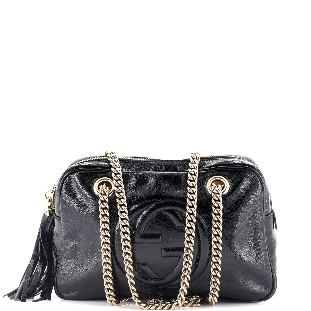 Soho Chain Zip Shoulder Bag Patent Small
