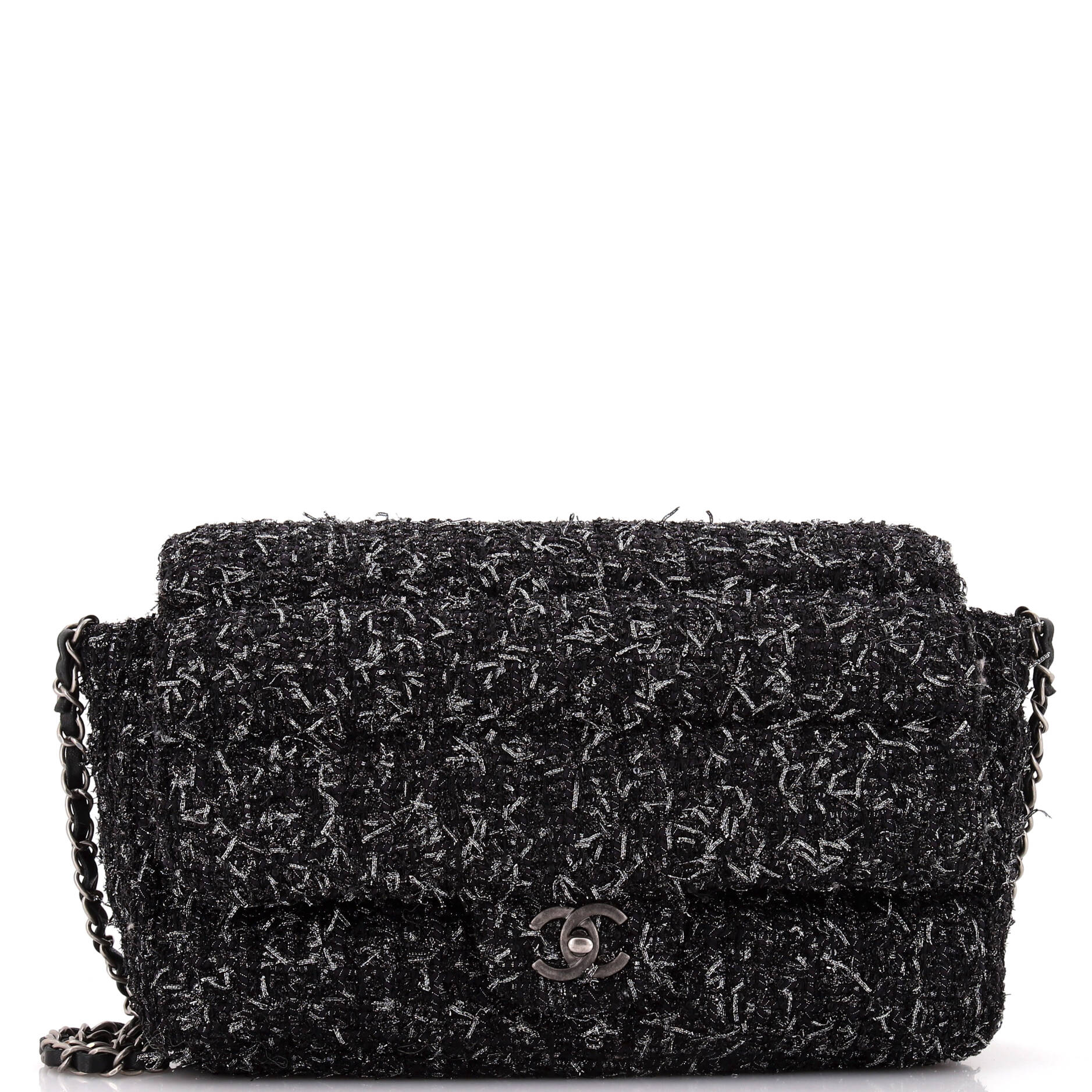 Classic Single Flap Bag Quilted Tweed Medium