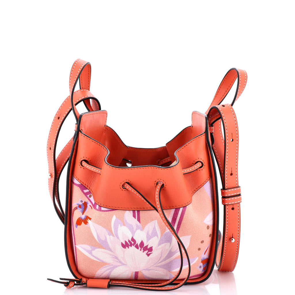Hammock Bag Leather and Printed Canvas Mini
